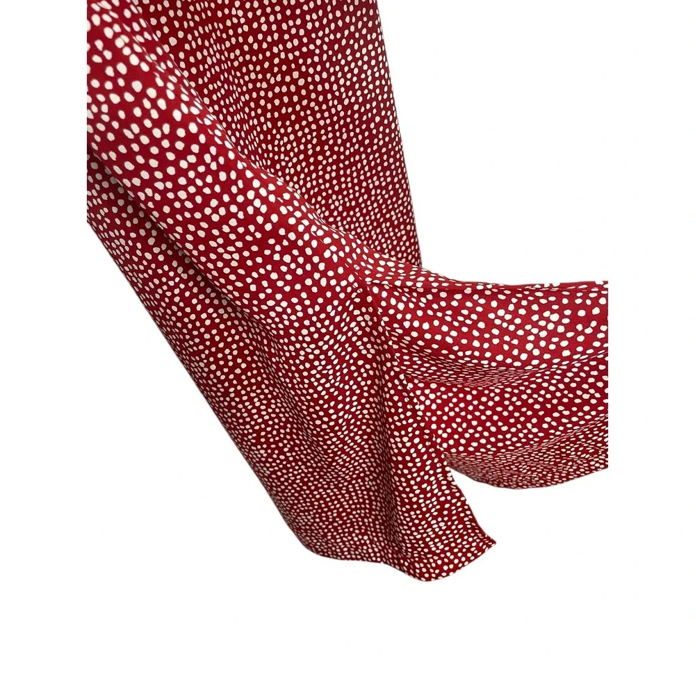 Vintage 80s 90s Norm Thompson Red White Dotted Collared Maxi Dress Size Medium - Picture 6 of 6